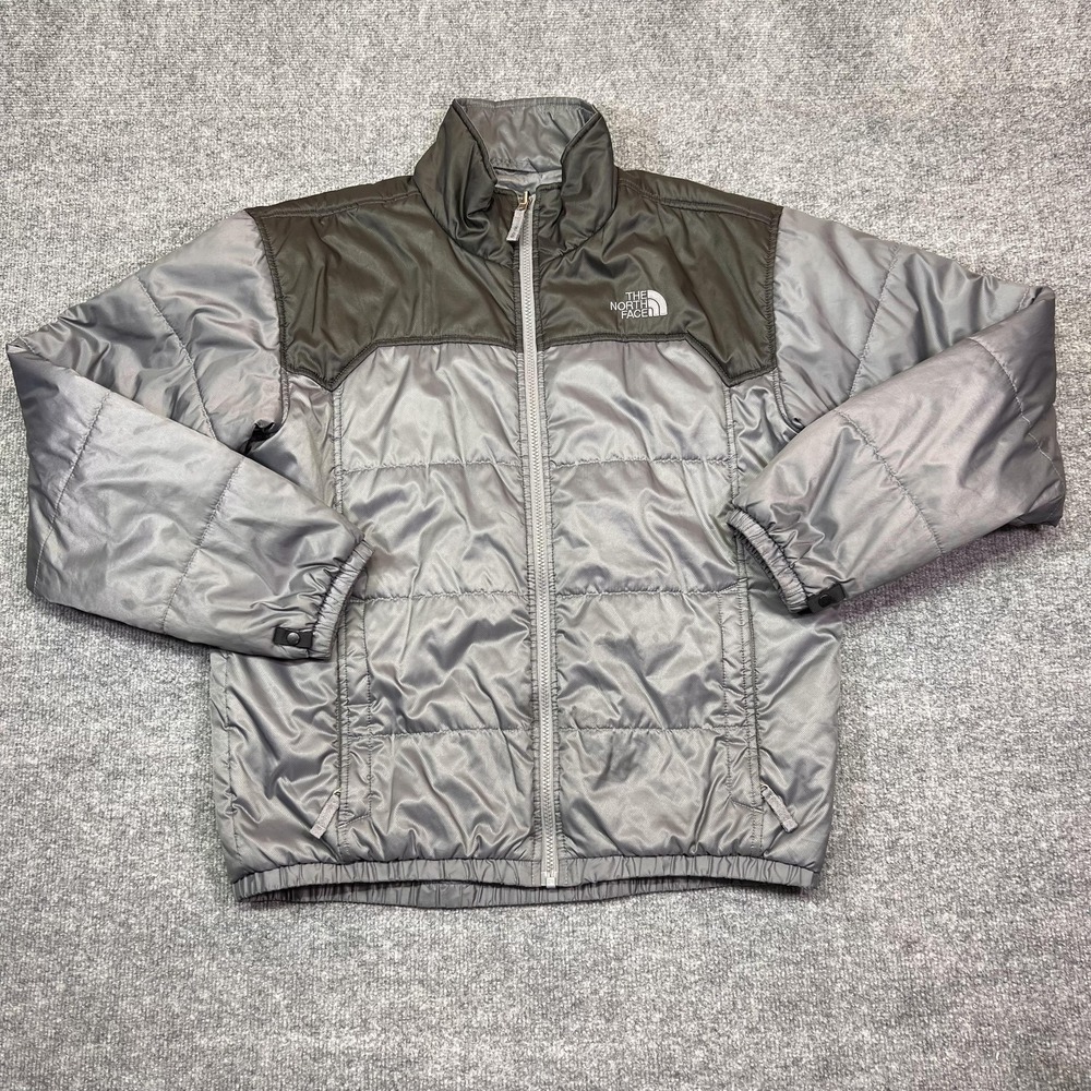 The North Face Jacket Mens M Gray Quilted Puffer Insulated Full Zip Outdoor